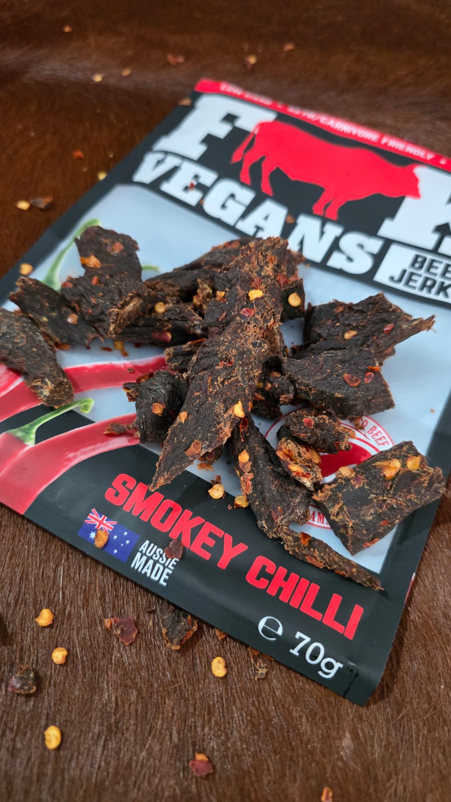 F🐄k Vegans Beef Jerky - SMOKEY CHILLI